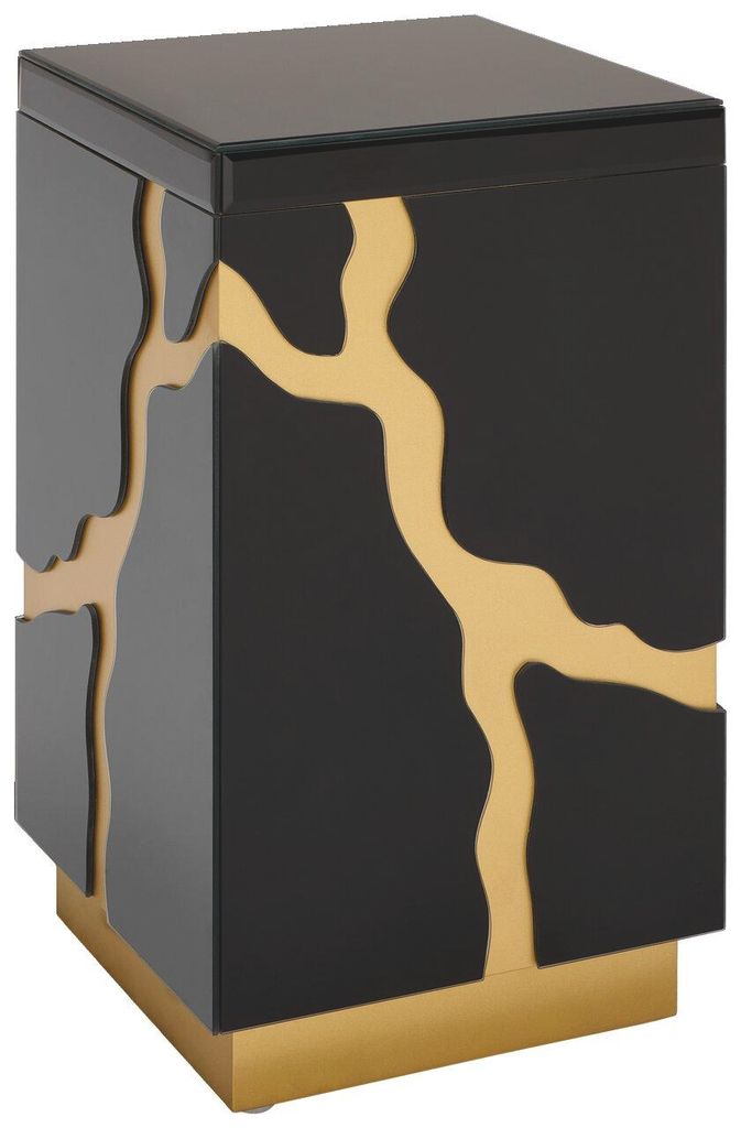 XORA TALIS Beistelltisch Marmor Glas Schwarz 30x50 cm