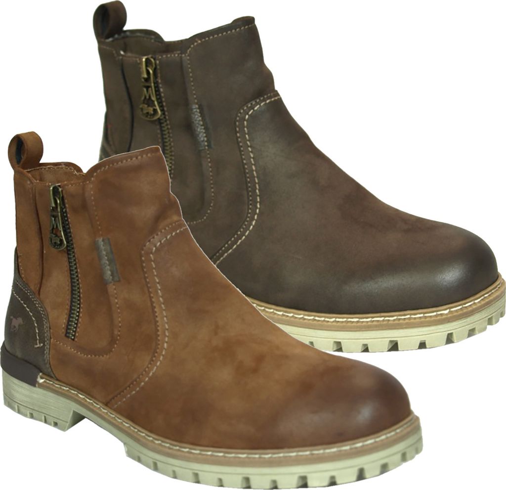 Mustang Herren Stiefelette Boot Fersenkappe Zierreißverschluss 4142-608, Größe:41 EU, Farbe:Braun