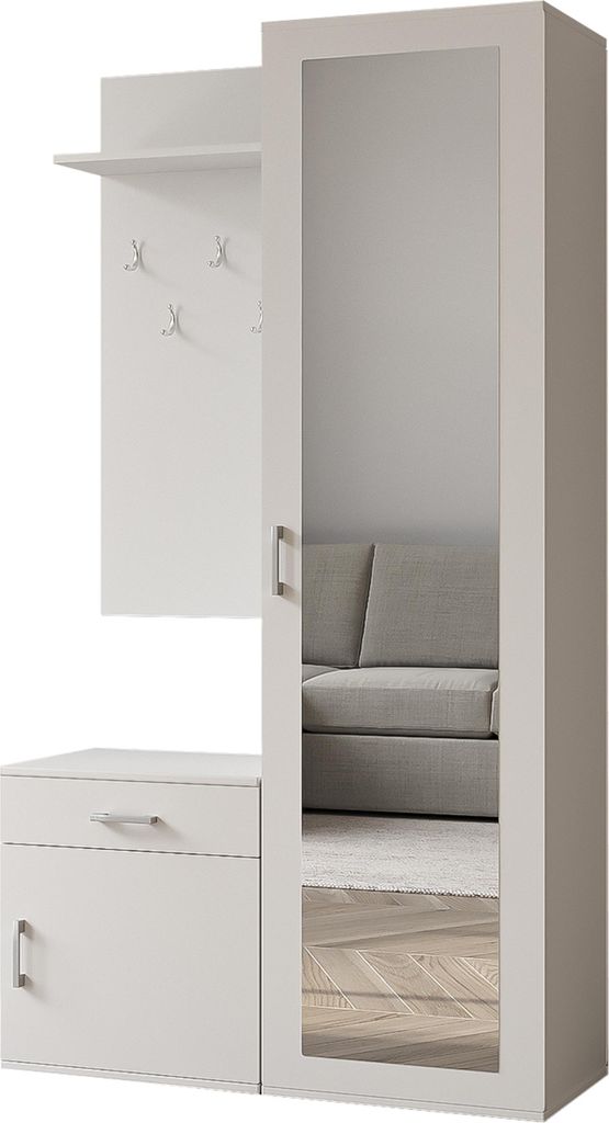 Masseno Garderobe-Set VENTO 100/180,5/35 cm Modern Garderobenschrank Weiß