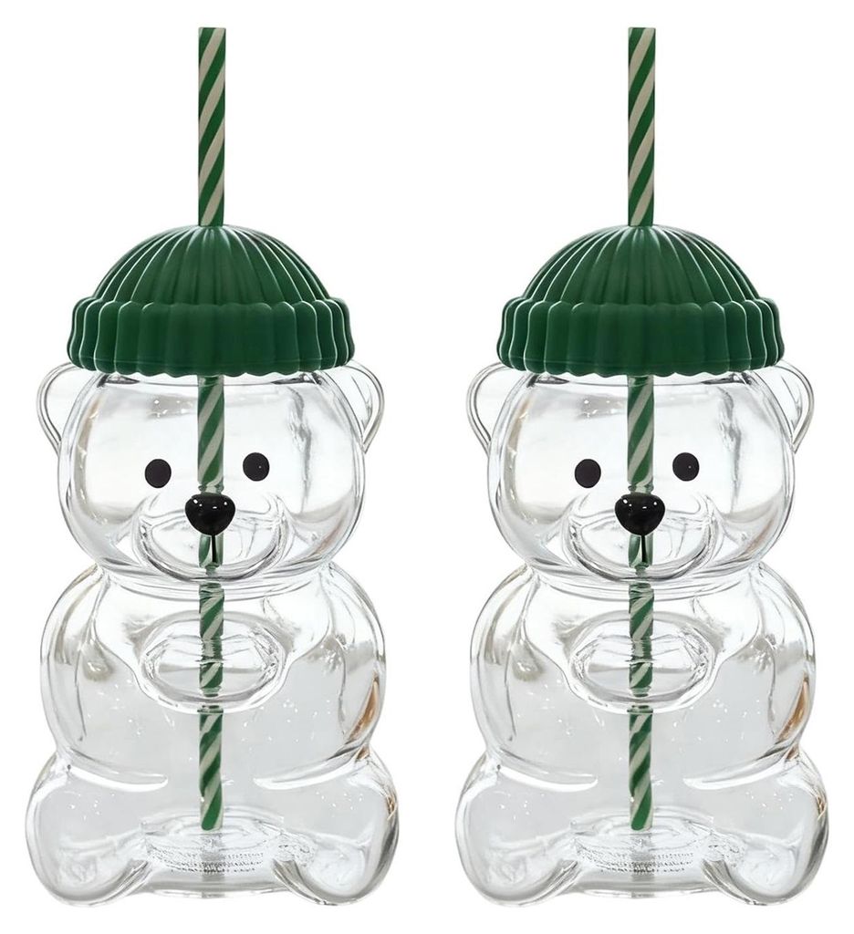 Bären-Trinkglas mit Strohhalm, hitzebeständiger Becher für Kaffee, Bier und Cocktails, niedliches Trinkglas für heiße und kalte Getränke