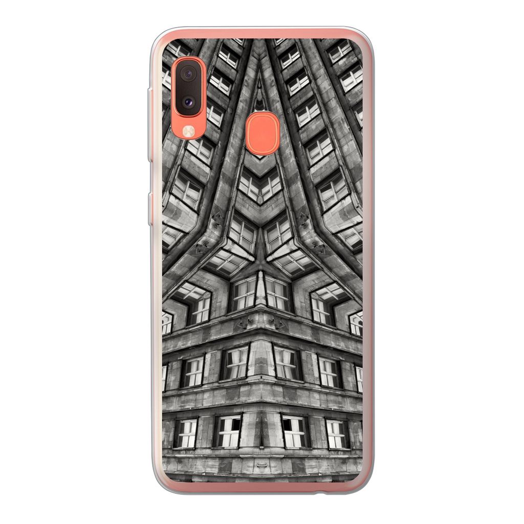 MuchoWow Handyhülle Schutzhülle Hülle für Samsung Galaxy A20e Kunst - Schwarz - Weiß - Psychedelisch Silikon Softcase Handy Hülle - Abdeckung