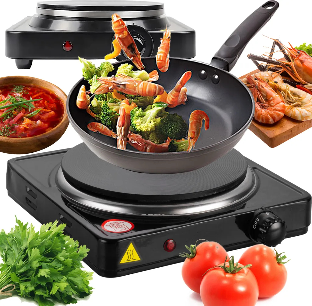 Réchaud électrique 1 feu en inox, plaque de cuisson d'appoint 1000 W