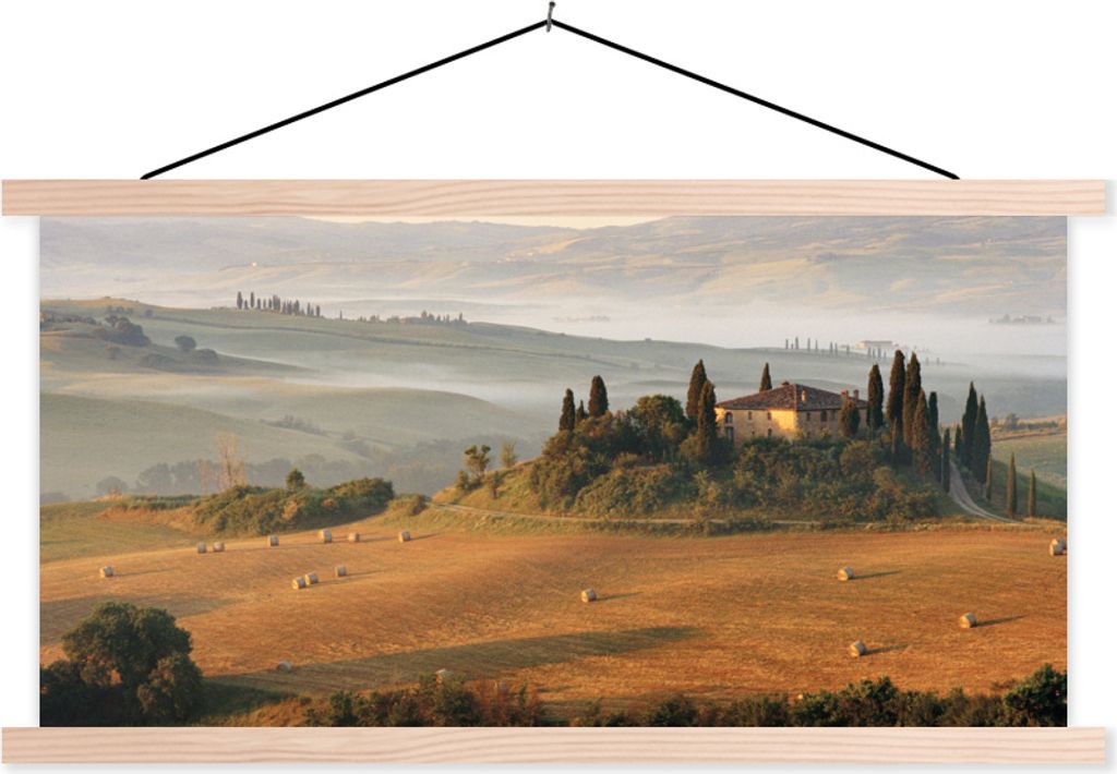 MuchoWow Textilposter Toskana - Landschaft - Italien 60x30 cm mit holzfarbenen Rahmen - Dekoration
