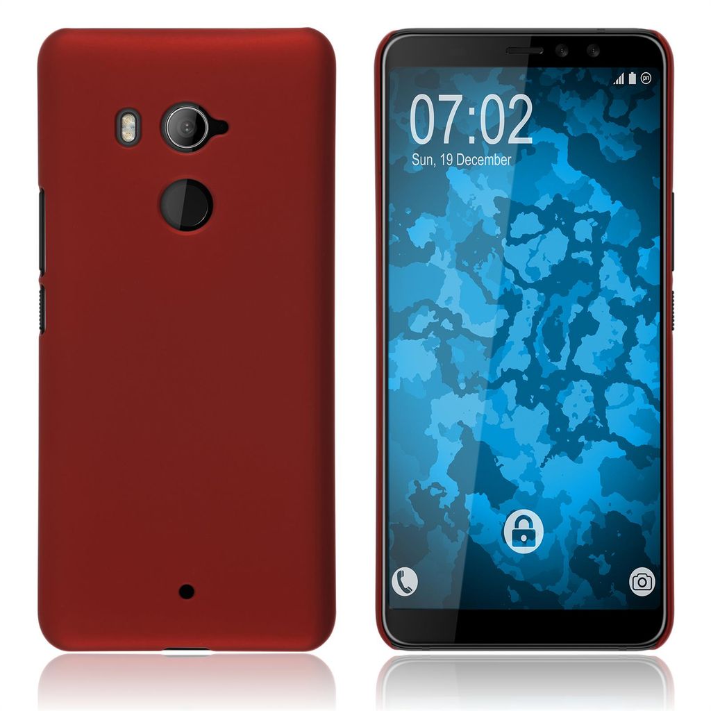 PhoneNatic Case kompatibel mit HTC U11 Eyes - Hülle rot gummiert Hard-case Cover