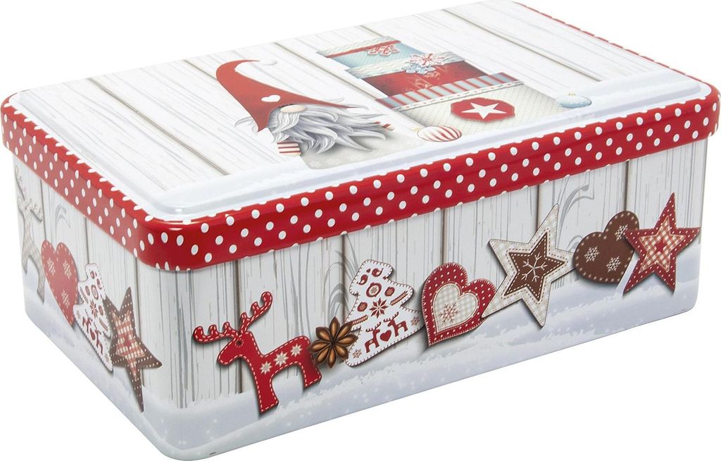 Gebäckdose Wichtel Weihnachten 18x11x7cm, klar/weiß