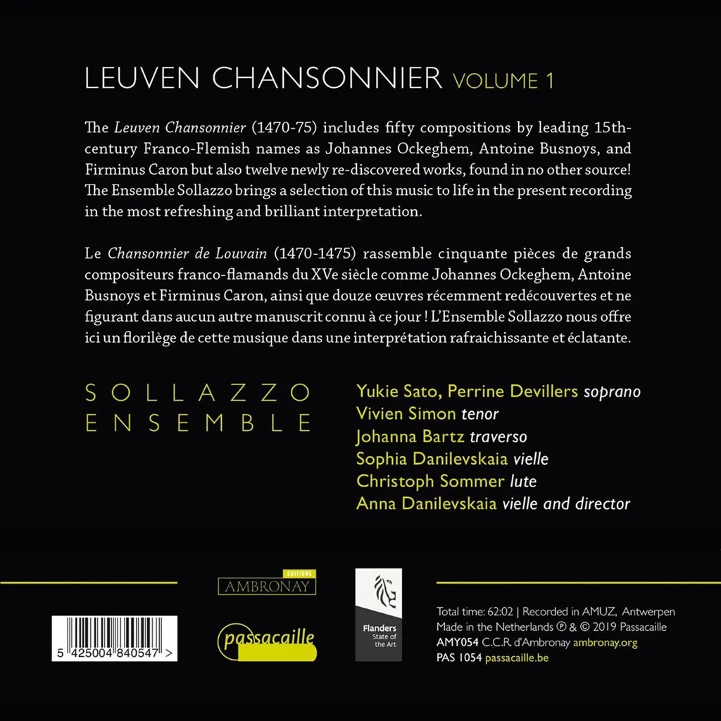 Leuven Chansonnier CD Sollazzo Ensemble - Polyphonies et Chansons Profanes - 2