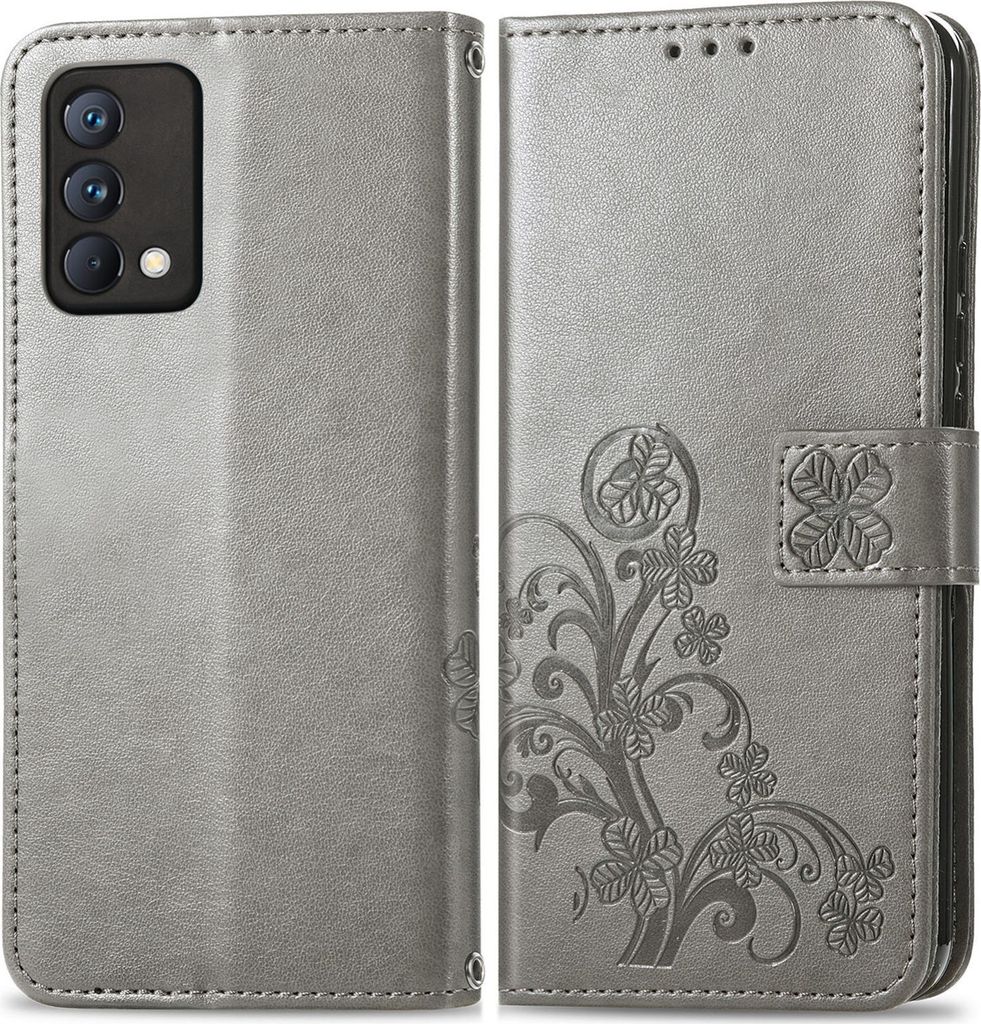 Mobigear Clover Realme GT Master Edition Hülle Klapphülle Geldbörse - Grau