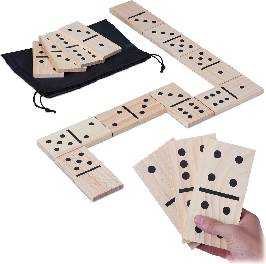 Relaxdays Domino 28 pcs - Jeu Classique en Boîte de Rangement Pratique