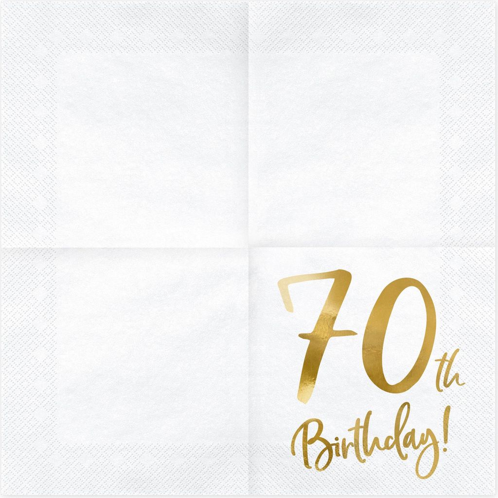 Tovaglioli 70° compleanno 33x33cm 20 pezzi oro bianco Immagine del prodotto 