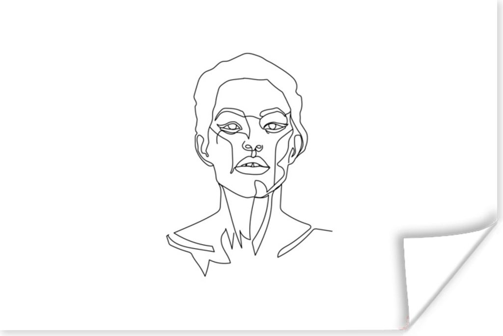 MuchoWow Poster Strichzeichnung - Frau - Porträt 30x20 cm - Plakate - Print