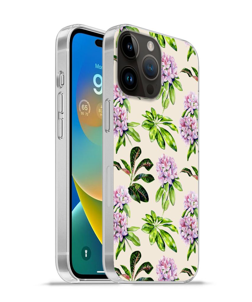 MuchoWow Handyhülle Schutzhülle Hülle für Apple iPhone 14 Pro - Softcase Hortensien - Pflanzen - Muster Silikon Softcase Handy Hülle - Umschlag