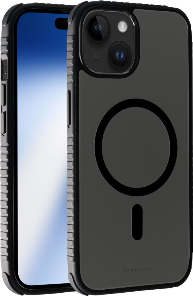 Mag Solid Elite, 360° Anti Shock Cover für iPhone 15, semi-transparent/schwarz (63889) Handyhülle