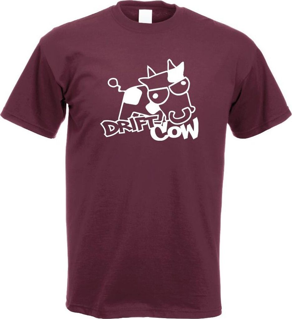 Kiwistar - T-Shirt - Burgund - Drift Cow sauer böse Kuh Herren Funshirt Bedruckt Design Sprüche Spruch Motive - mit Motiv Bedruckt - Funshirt Des...