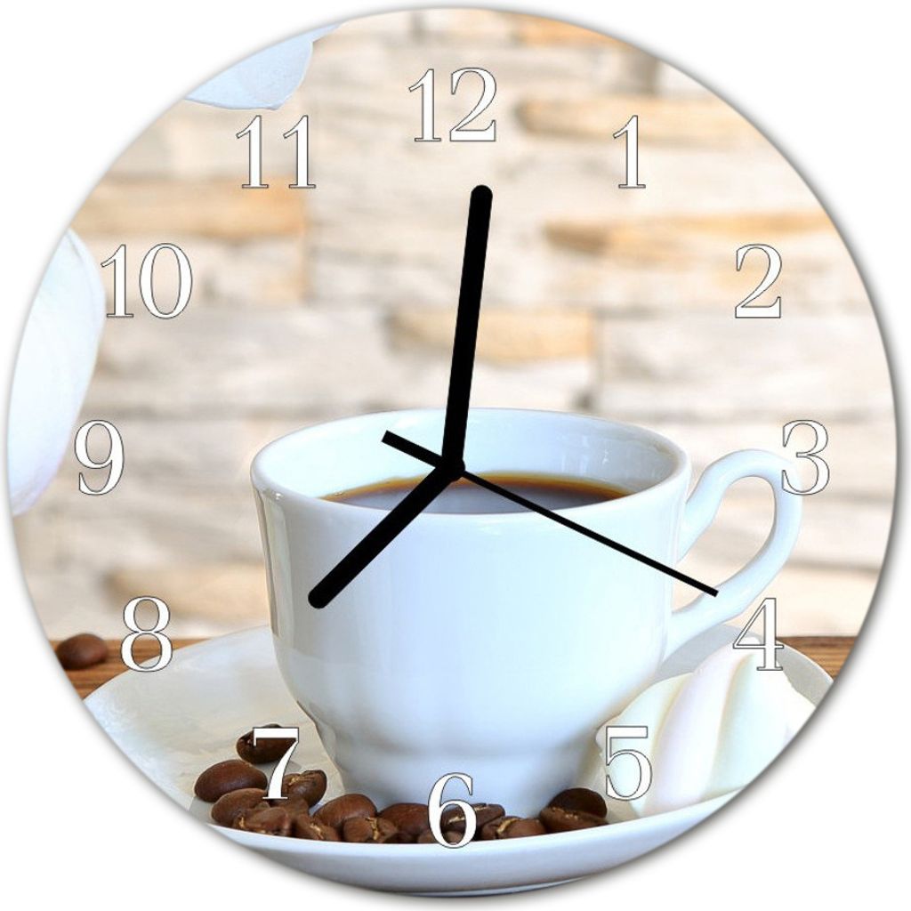 Glasuhr Wanduhr Küchenuhr Echt-Glas 30fi cm Kaffee braun Produktbild 