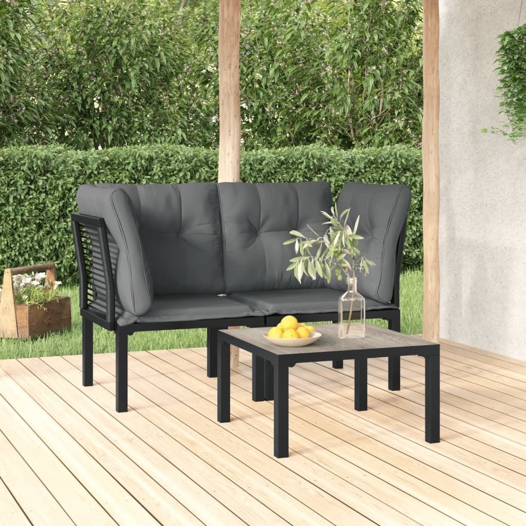 "2026 Promotion" 3-tlg. Garten-Lounge-Set - Sitzgruppe - Schwarz und Grau Poly Rattan - Gartenmöbelset CC9938