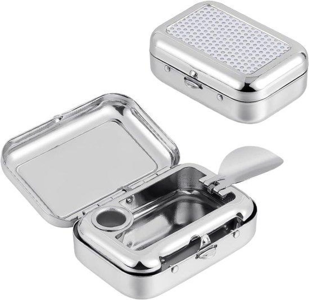 Doppelte mobile Mini-Aschenbecher für Außen, Deckelschachtaschenbecher, Edelstahl, Mini-Aschenbecher, geeignet für Außen, Büro, Zuhause