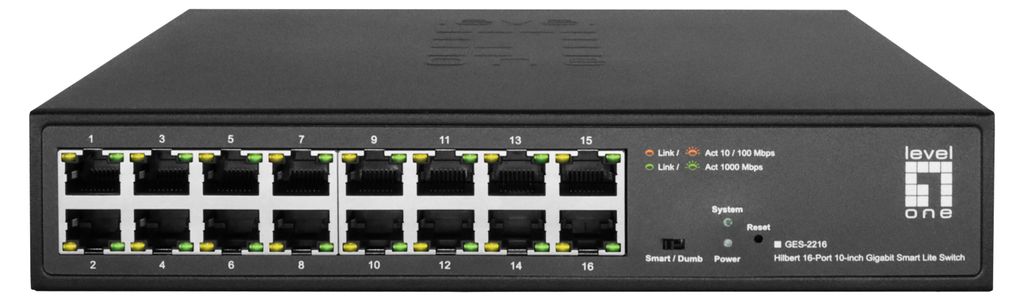 Level One GES-2216 LevelOne Switch 16x GE GES-2216 Hilbert  Productafbeelding 