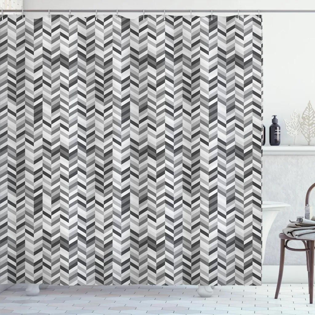 Tenda Doccia Chevron Grigia ABAKUHAUS 175x180 - Design Moderno Minimal