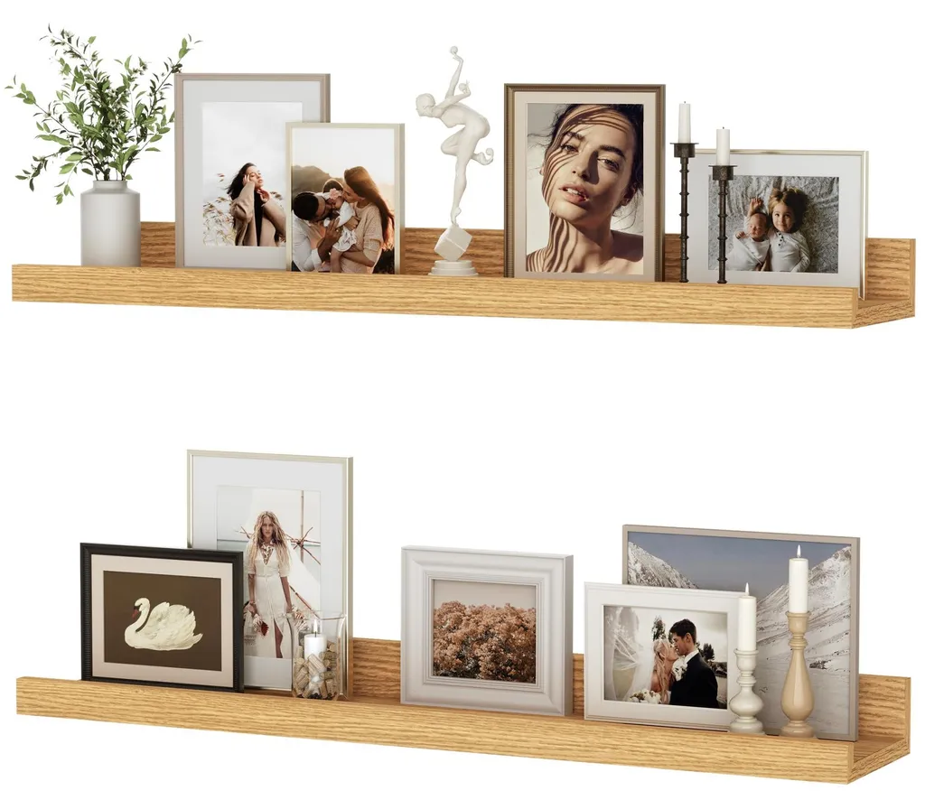Étagère murale cuisine ou chambre lot de 2 tablettes beige 60 cm