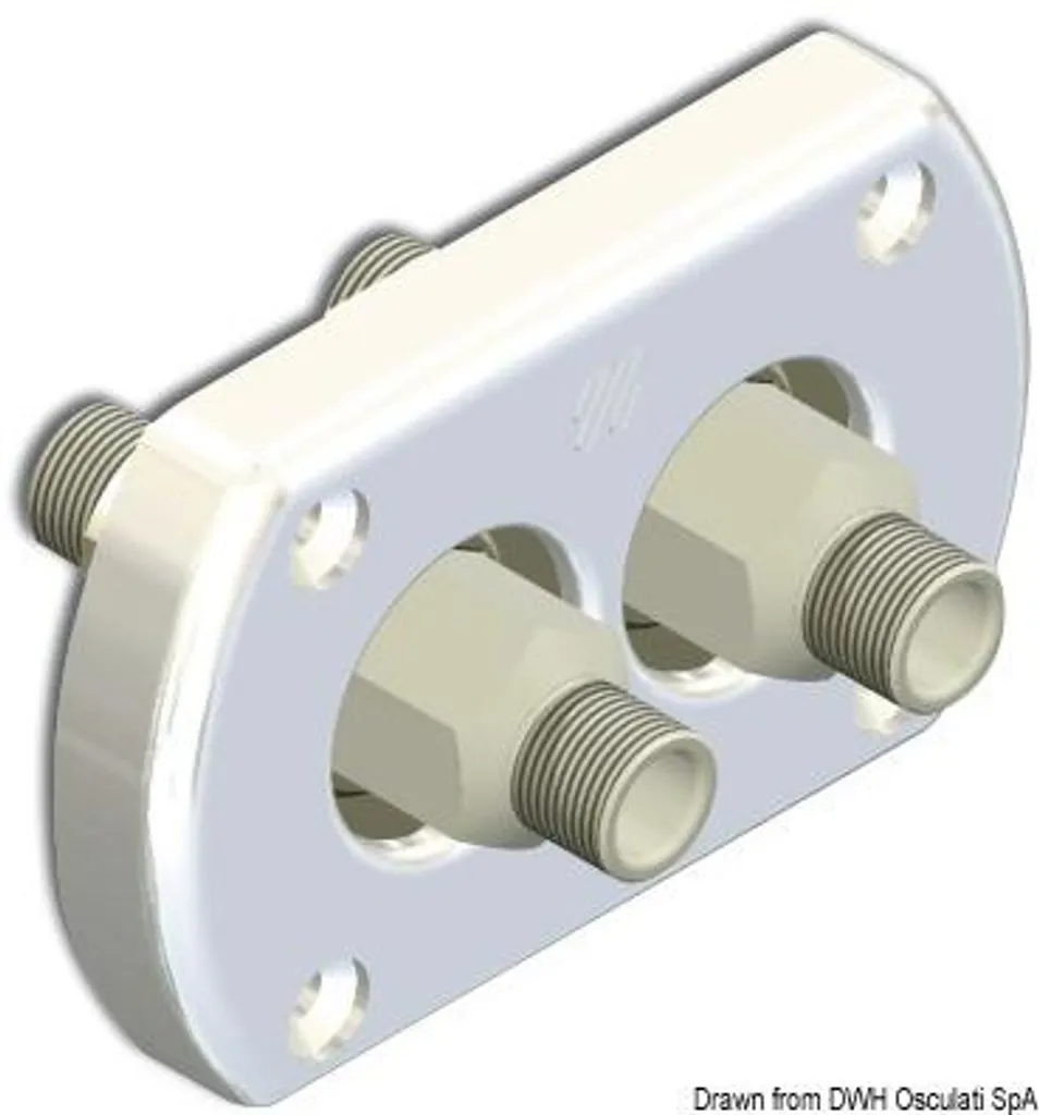 Raccord traversant de cloison blanc double connexion pour tuyauterie
