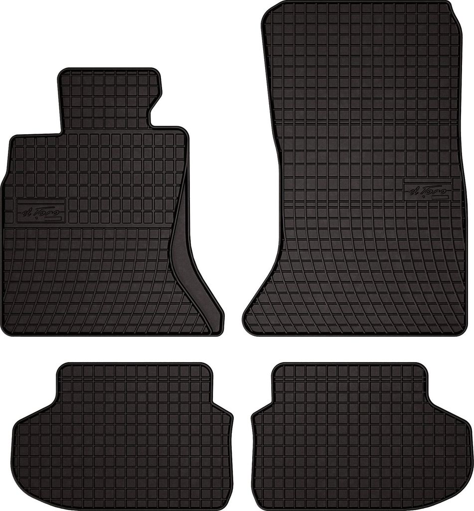 Gummifußmatten passend für BMW 5 F10 (Limousine, Bj. 2010-2013) – schwarz, passgenau, mit Befestigungen set 4 Stk. - Gummi-Automatten