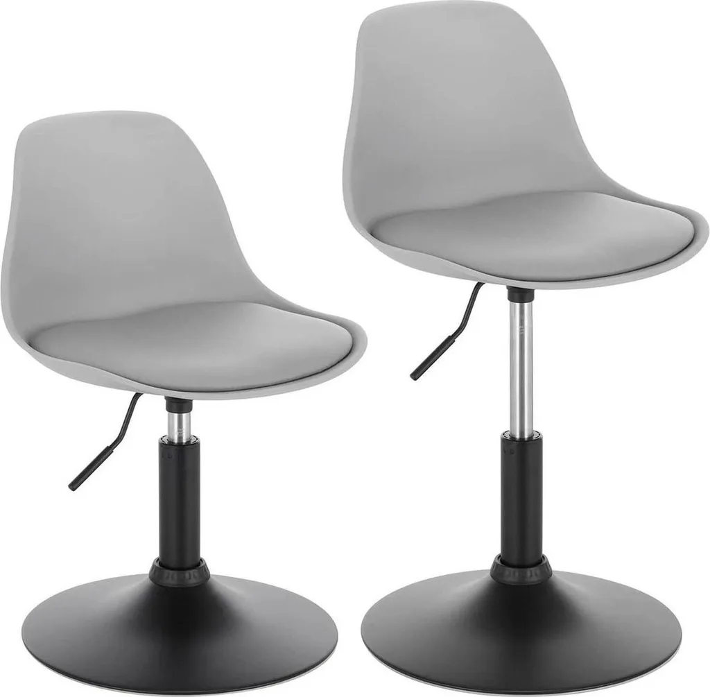 Petit Tabouret Rond Gris de Cuisine Réglable et Pivotant pour Table Basse - 3