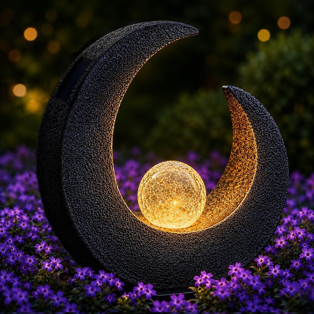 LUMILED Solarlampe LED im Halbmond Design mit Glaskugel für Produktbild 