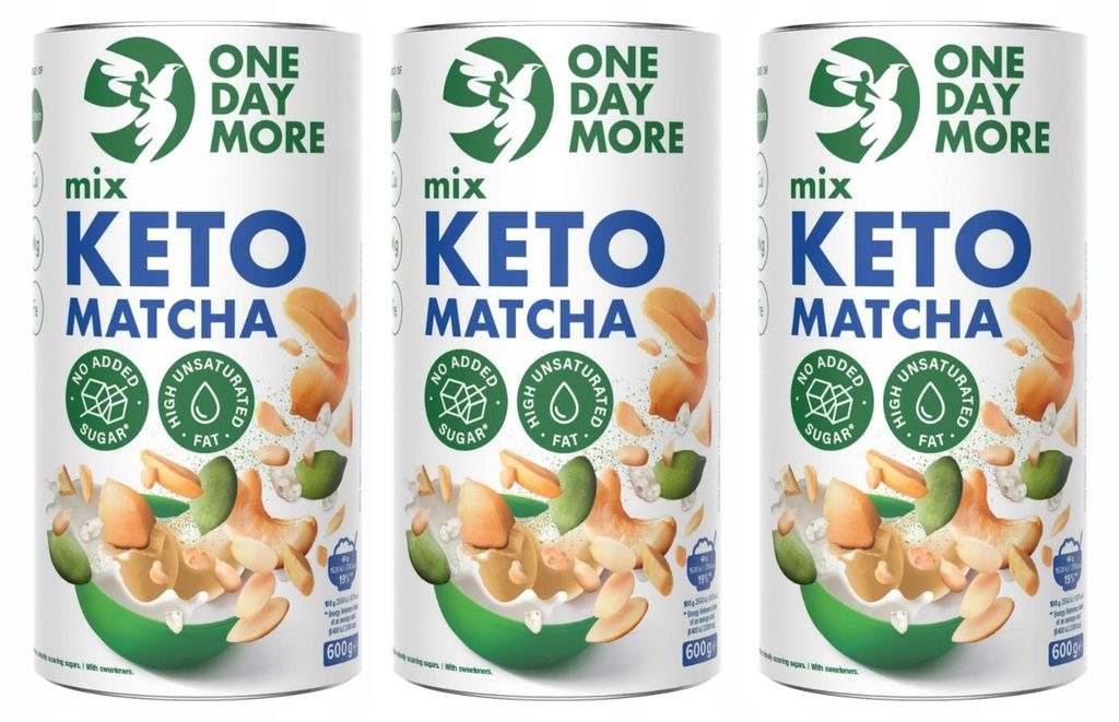 OneDayMore | Keto Matcha Mix Set 3x600g | Low Carb Nussmix mit Matcha und weißer Schokolade