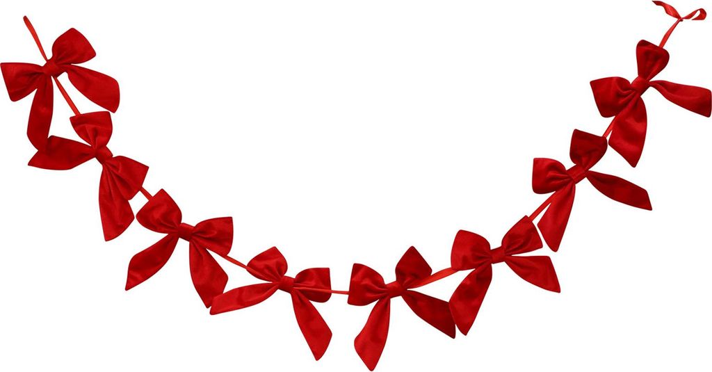 Weihnachtsgirlande aus Samt mit Schleifen, fertig aufgefädelt, rot-weiße Kugeln, Ornament für Zuhause, Büro, Wohnzimmer, Schlafzimmer, Weihnach...