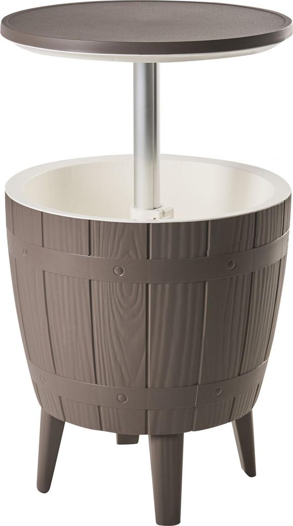 BELIANI Beistelltisch mit Kühlfunktion Taupe Kunststoff Rund Höhenverstellbar Kühlbar Stehtisch Kühlbox 37 L Modern Garten Terrasse Outdoor Balkon
