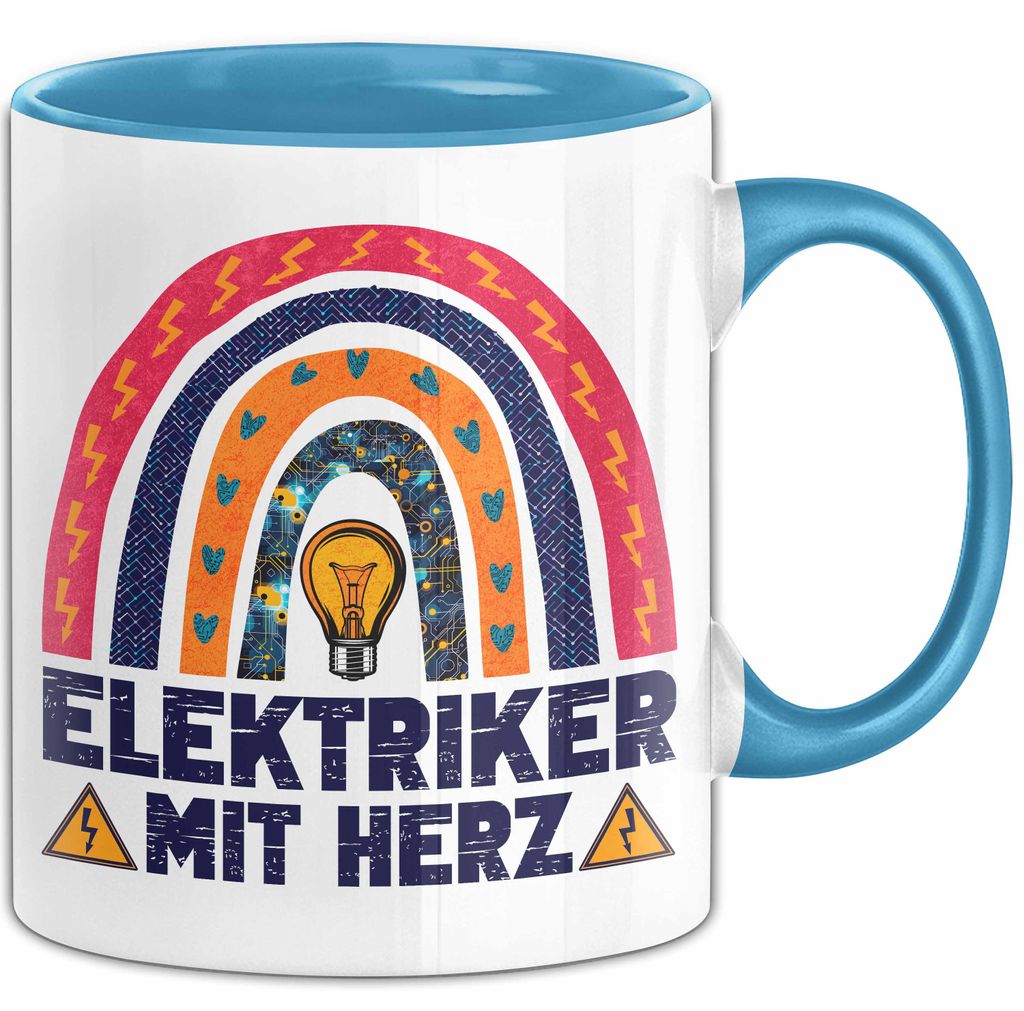 Elektriker Mit Herz Tasse Lustiges Geschenk Für Elektriker (Blau)