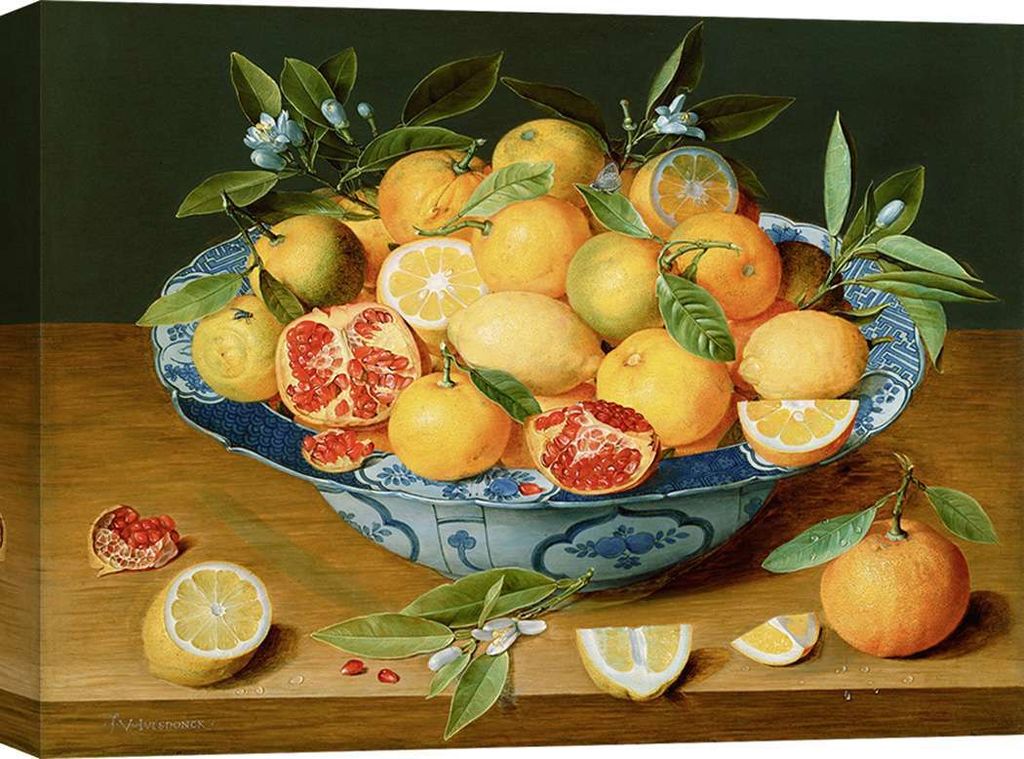 Leinwandbild – Jacob van Hulsdonck, Stillleben mit Zitronen, Orangen und Granatapfel – 100x70 cm