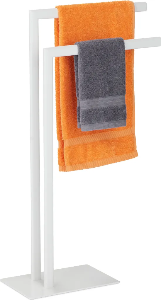 Relaxdays Porta Salviette Bianco 2 Aste - Arredo Bagno Minimal