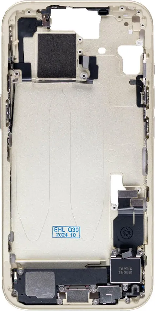 Boîtier central pour iPhone 15 jaune, idéal pour réparer un châssis tordu