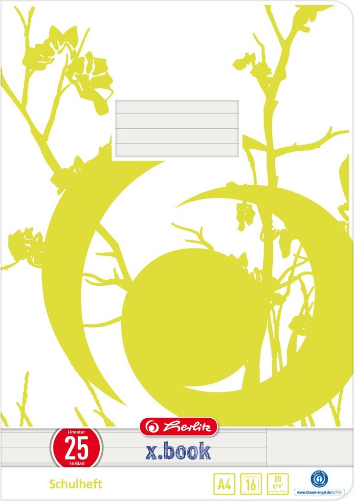 Herlitz Schulheft x.book DIN A4 UWS Lineatur 25 / liniert 16 Blatt