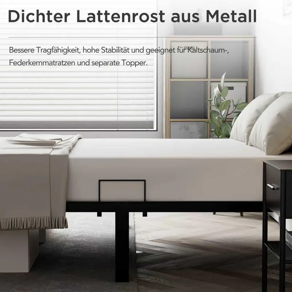 Lit d'invité 140x200 cm en Acier Noir - Solution Couchage Durable - 7