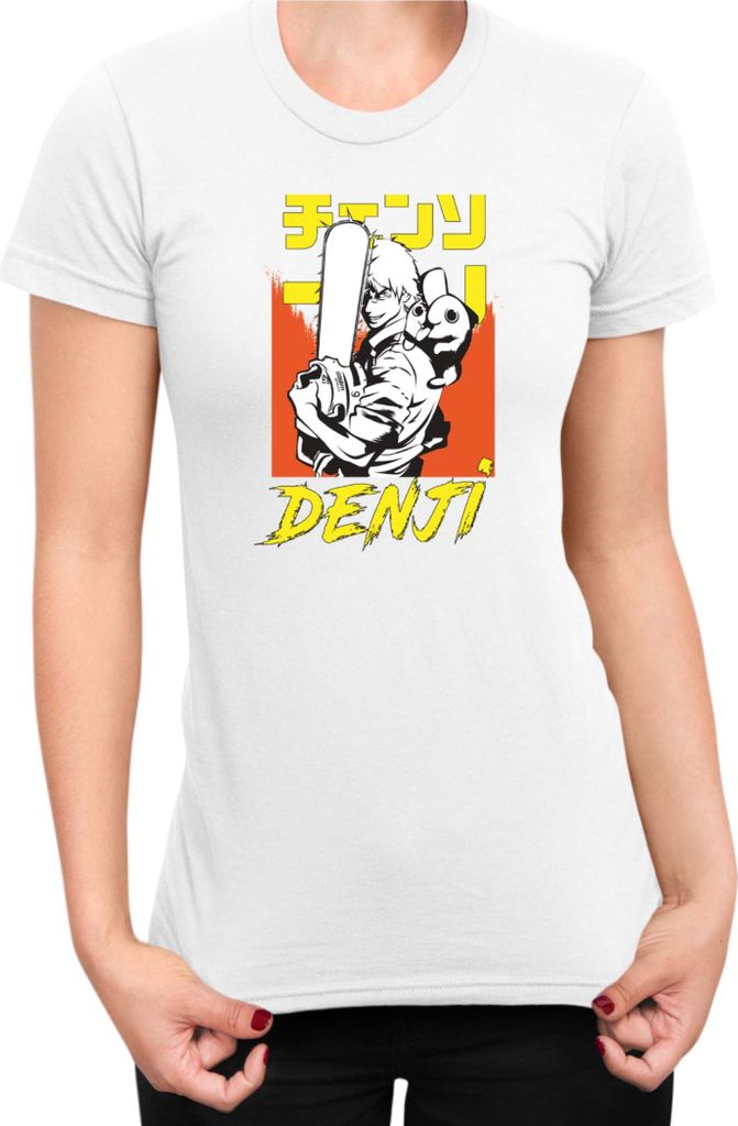 Damen T-Shirt Manga Japan Anime Comics Animation Chainsaw Anime manga Man 05, Lady XL / Weiß