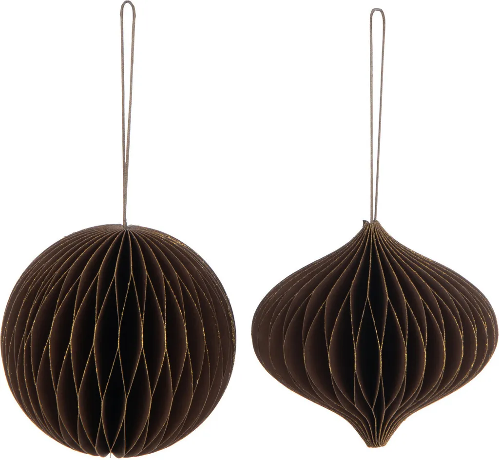 Boule de Noël Marron Petit Modèle J-Line - Ornement Sapin Style Naturel