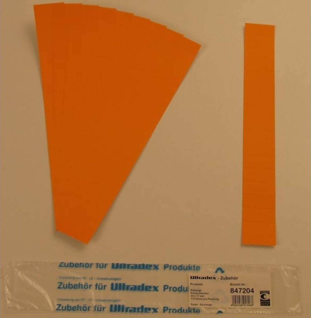 Einsteckkarten für 20mm Einsteckschiene 40x17mm VE=170 Stück orange