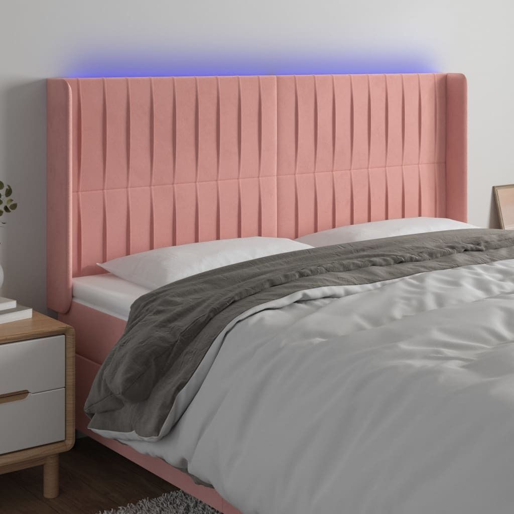 Maison Exclusive - LED Kopfteil Rosa 203x16x118/128 cm Samt