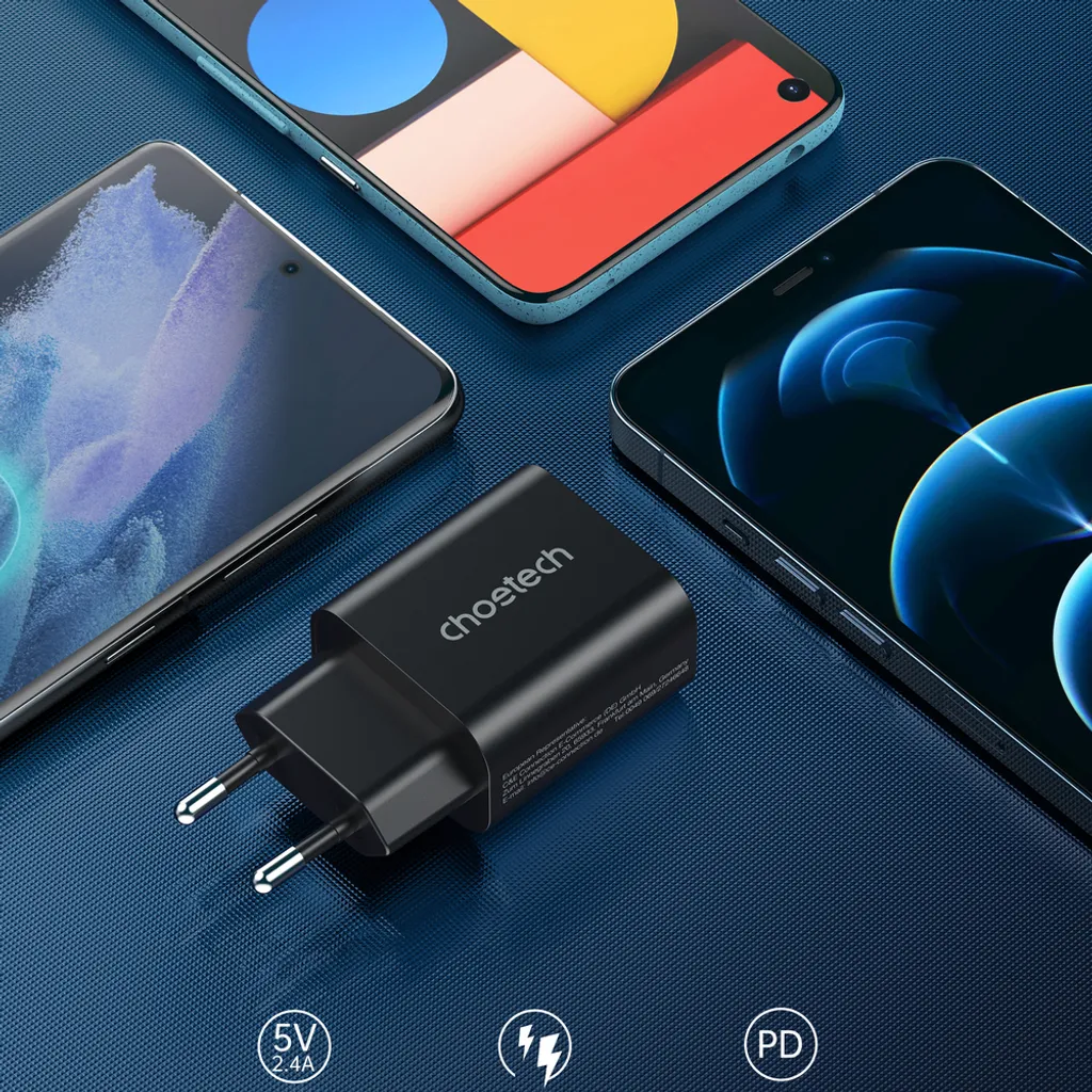Chargeur Rapide USB C 25W PPS pour Smartphone et Tablette Choetech Noir - 7
