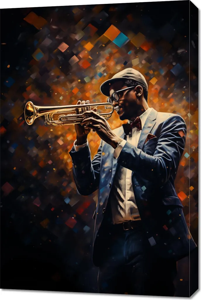 Quadro Musica Jazz Tromba 60x90 - Emozione su Tela Canvas