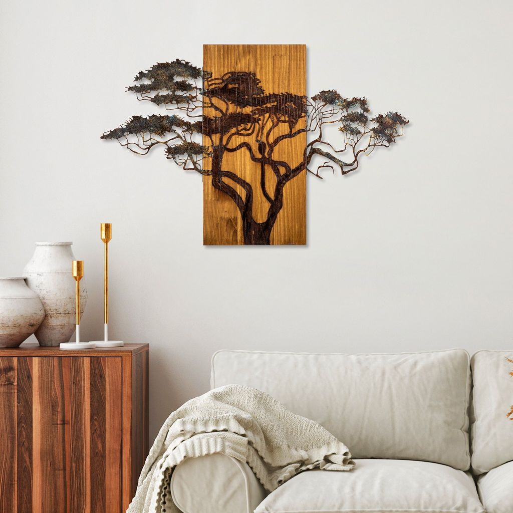 Wallity, Acacia Tree - 387-A, Wanddeko, Mehrfarbig, Metall, Produktbild 