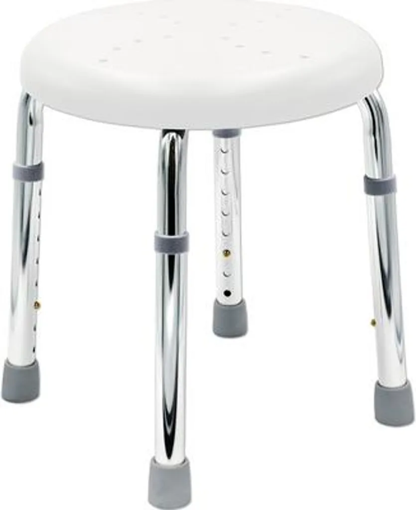 Tabouret de bain et de douche Go rond blanc réglable en hauteur à 52cm