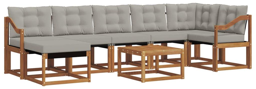 vidaXL Outdoor-Sofagarnitur mit Kissen 8 pcs Natürlich und Hellgrau