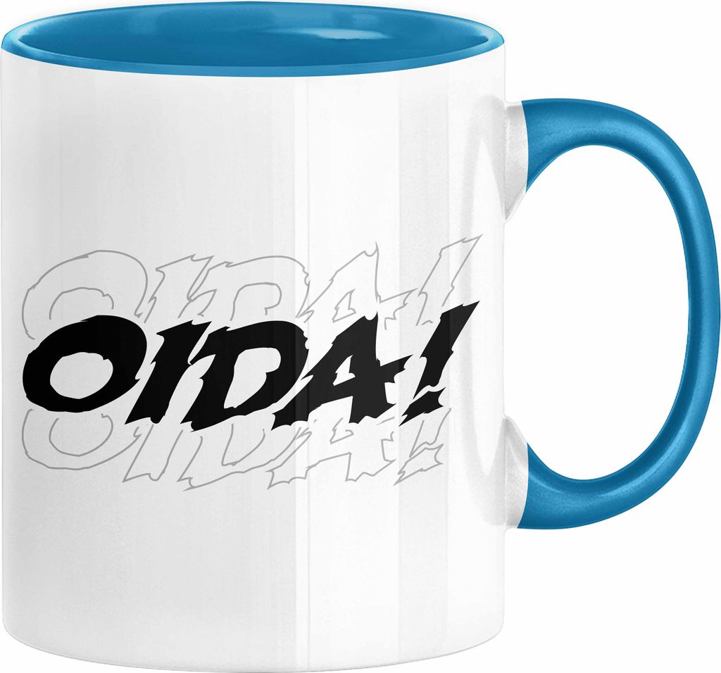Oida Tasse Geschenk Bayern Kaffee-Becher Bayrisch Dialekt (Blau)