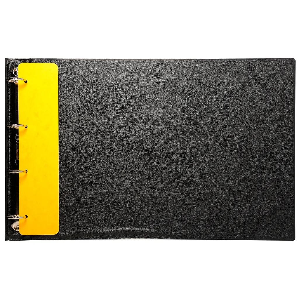 Classeur à anneaux A3 paysage en PVC noir rigide pour le bureau