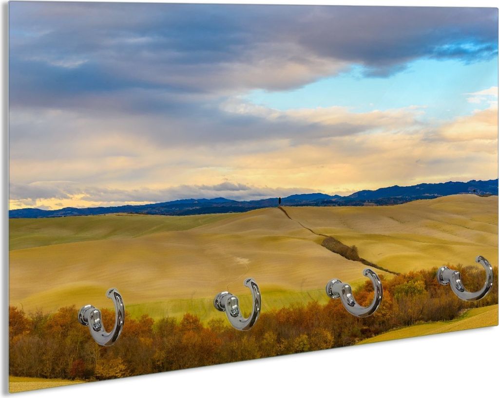 Wallario Handtuchhalter aus Glas, Motiv: Herbst in der Toskana, 30 x 20 cm mit 4 Haken