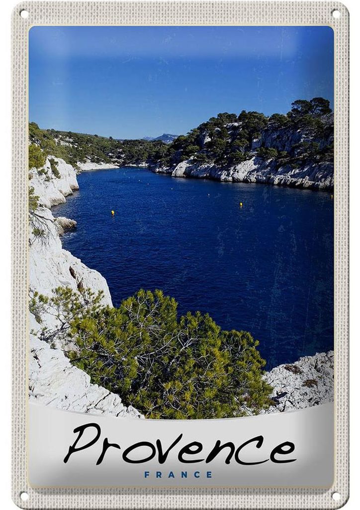 Blechschild Reise 20x30cm Provence Frankreich Meer Gebirge
