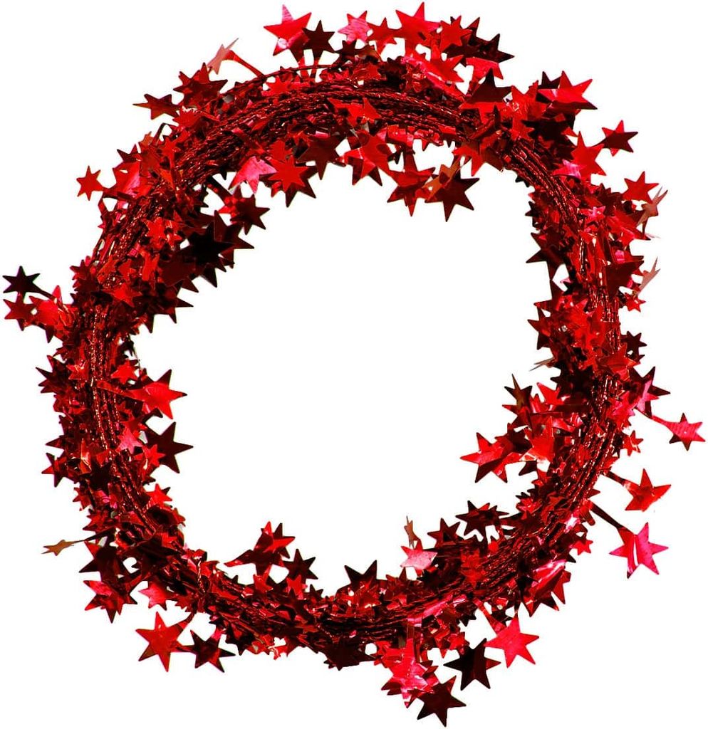 Oblique Unique Folien Girlande Stern Lametta Hängedeko Tisch Deko Geburtstag Weihnachten Silvester Party - rot